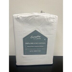 Everyday Home Trident 100% Organic Cotton 4 Pc Sheet Set King White